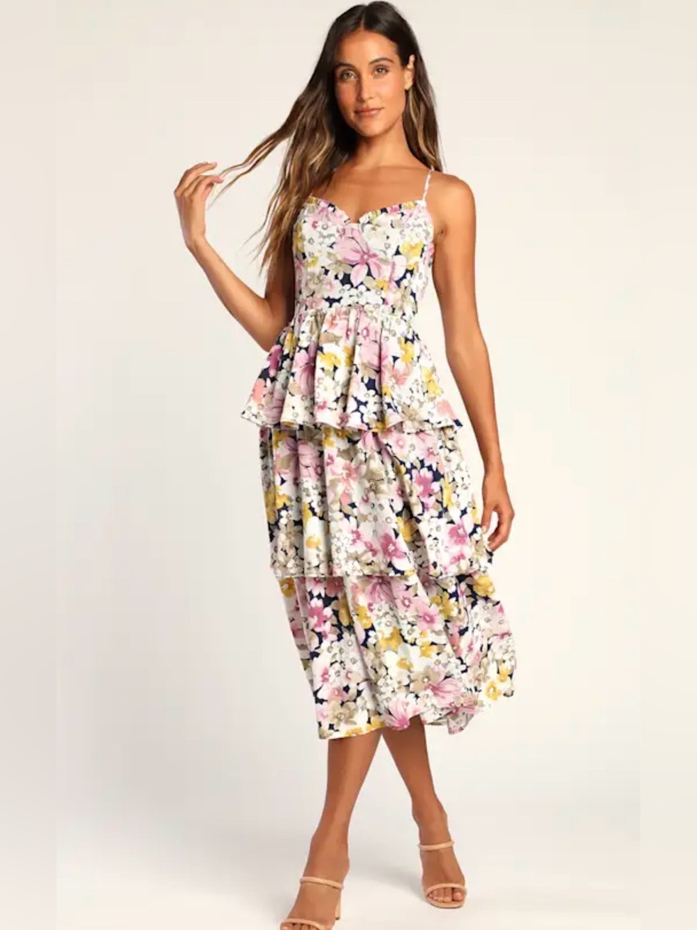 NWT NEW Lulus Floral Tiered Dress